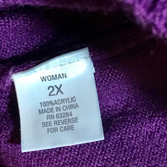 Women's Plus Size Cowl Neck Purple Sweater 2X - Picture 5 of 6